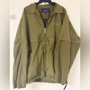 Phat Farm Vintage Olive Convertible Windbreaker Zip Off Sleeves Size L